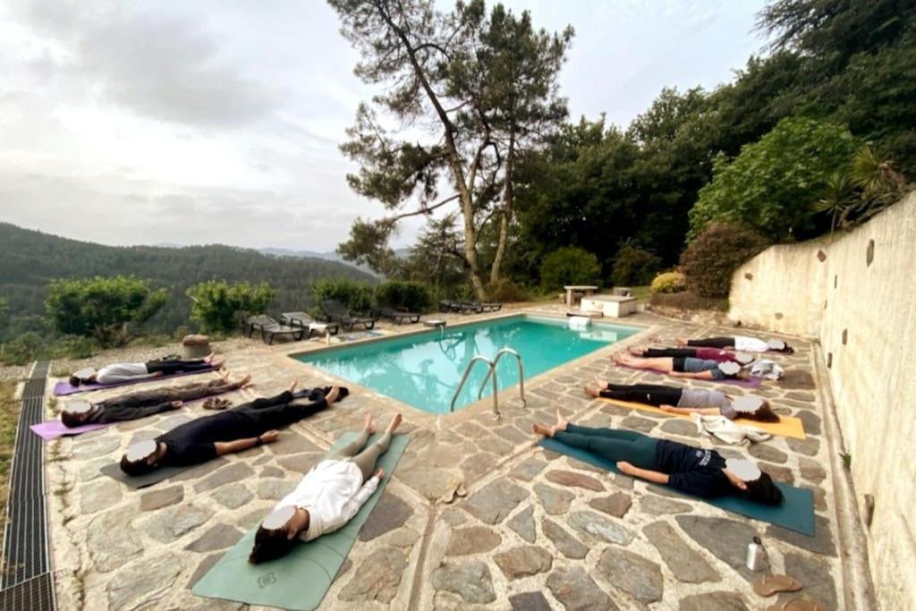 Chalet 14 pers avec vue panoramique et piscine chauffée Genolhac Extérieur photo
